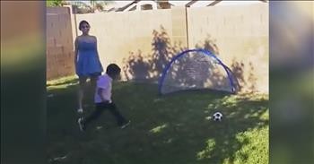 Little Boy 'Ruins' Gender Reveal With One Swift Kick