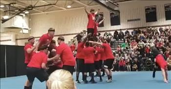 Cheer Dads Perform Hilarious Routine And The Crowd Goes Wild