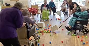 Nursing Home Residents Play Real Life Game Of Hungry Hippos