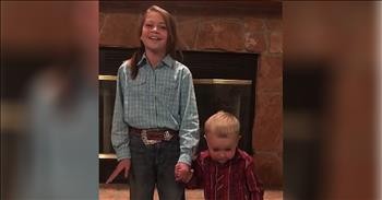 Adorable Brother Joins In When Sister Sings 'I'll Fly Away'