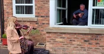 Granddaughters Surprises Grandad By Playing Violin Outside His Window