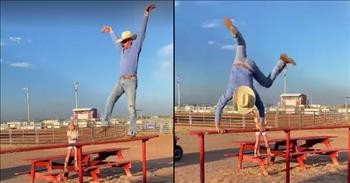 Cowboy's Funny Gymnastics Routine Will Cure Your Olympic Blues