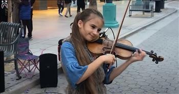 Teen Violinist Performs 'Can't Helping Falling In Love' On Street Corner