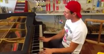 Random Guy Plays Honky-Tonk Song On Piano In Hardware Store