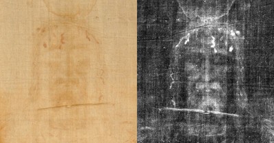Shroud of Turin Full Size Body Sepia on Linen Cloth 6 X 3 Feet with Wood Holders