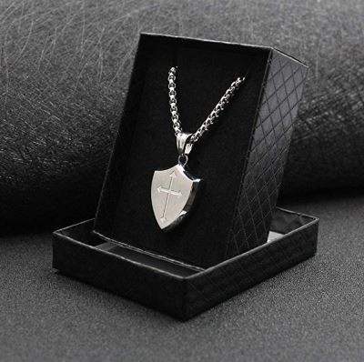 Zray Dog Tag Necklace for Men Bible Verse Cross Pendant Stainless Steel Chain 24inch Inspirational Christian Jewelry Meaningful Religious Gift for