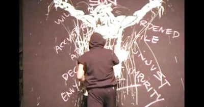 A Painting Performance of The Crucifixion That Will Give You Chills! 