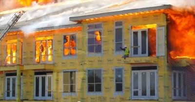 Construction Worker BARELY Escapes Blaze in this Stunning Rescue! 