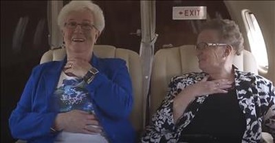 Two Funny Grannies Take Their First Flight  