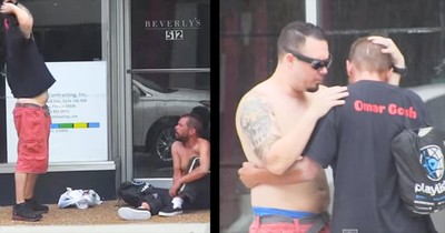 At 2:50, This Stranger Does The Most Incredible Thing For One Homeless Man. This One Got Me.