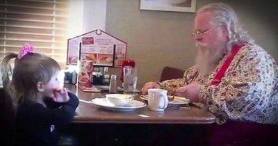 Little Girl Joins Santa Claus For Breakfast Because She Doesn't Want Him Eating Alone 