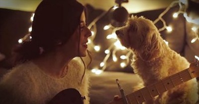 Girl Sings ‘Christmas Time Is Here’ With Adorable Dog  