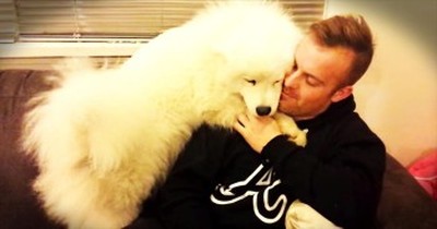 Fluffy Puppy Gives The CUTEST Hug 