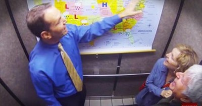 Man Brings Cheer With Surprise Weather Reports In The Elevator 