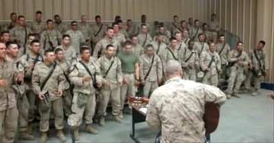 Group Of Marines Sing 'Lord, I Lift Your Name On High'
