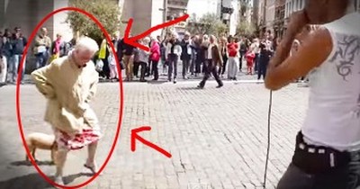 Granny Dances Hilariously To Street Performer’s Tune 