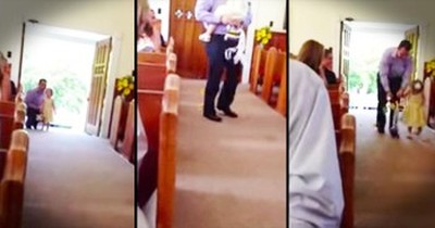 Dad Becomes Flower Girl When Daughter Is Too Nervous 