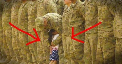 Little Girl Runs To Her Daddy During Homecoming Ceremony 