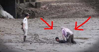 Hero Risks Life To Help Couple Stuck In The Mud