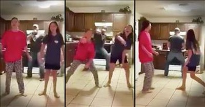 Dad Sneaks In And Dances During Daughter’s Video 