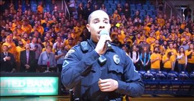 Officer's Last Minute National Anthem Stuns The Crowd 