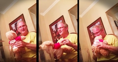 Teddy Bear Pregnancy Annoucement Leaves Grandpa In Tears