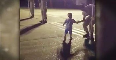 2-Year-Old Shakes Hands With Soldiers 