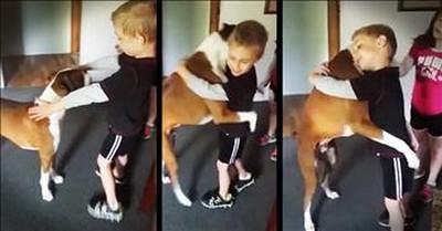Clever Dog Learns To Hug - So Cute! 