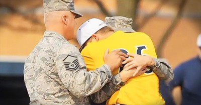 High Schooler Cries When Father And Sister Surprise Him With Military Homecoming