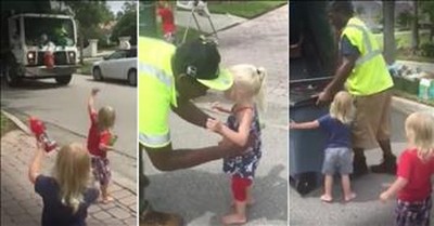 Tiny Triplets Love Their Garbage Men And It's Too Sweet To Miss! 