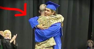Military Father Surprises Son At High School Graduation 