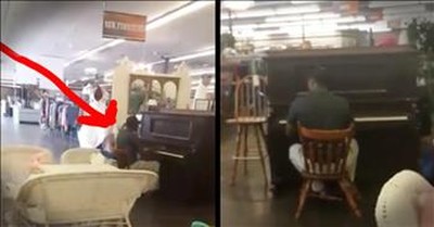 Man Plays Hymn On Piano During Lunch Break 