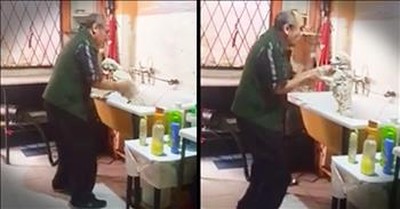 Pet Groomer Gets Caught Dancing With A Dog  