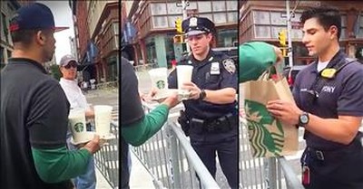 Stranger On Street Brings Police Officers Coffee After NYC Explosion 