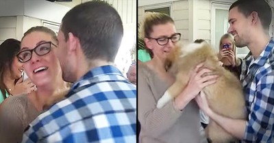 Boyfriend Surprises Girlfriend With Proposal And Puppy
