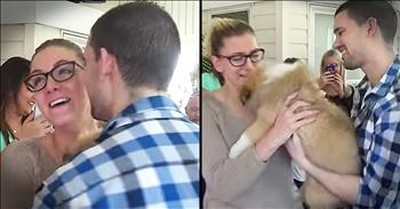 Boyfriend Surprises Girlfriend With Proposal And Puppy 