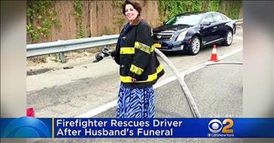 Firefighter Widow Helps Crash Victim On The Way Home From Husband's Funeral 