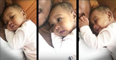 Sweet Little Girl Really Loves Saying 'Dada' In Father's Arms 