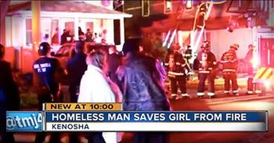 Homeless Man Runs Into Burning Building To Save Little Girl 