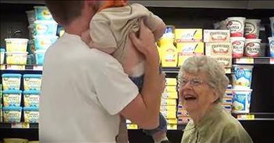 Funny Man Pulls A Baby From Shopper's Hair 