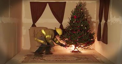 Simulation Warns On Dangers Of Christmas Tree Fire 