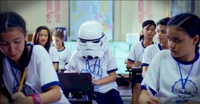 Student Wearing Helmet Gets Surprise From Classmates 