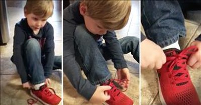 5 Year-Old's Shoe Tying Trick Is Beyond Genius 