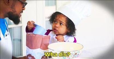 Dad Hilariously Tries To Bake A Cake With Toddler  