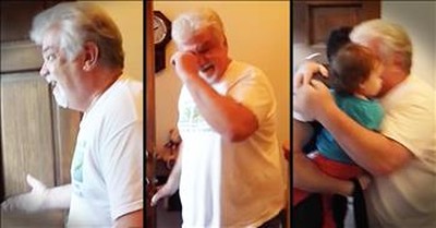 Grandpa Tears Up When He Meets His Granddaughter 