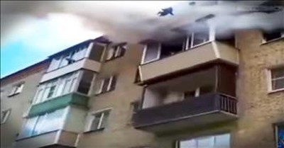Strangers Save Family Leaping From Burning Building 