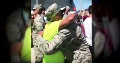 Veteran In Wheelchair Stands For Son's Military Graduation 