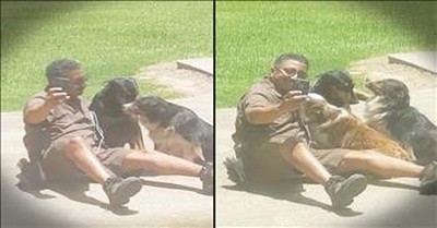 UPS Delivery Driver Takes Selfies With Dogs  