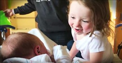 Toddler Has Sweet Reaction To Meeting Baby Sister 