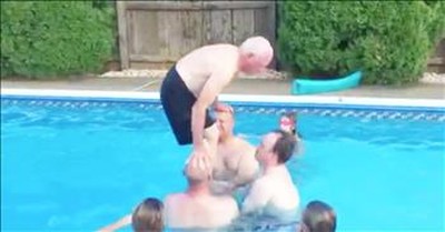 79-Year-Old Grandpa Does Backflip In Pool 